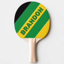 Raquete De Ping Pong Palmeira Tropical Retro Listras Negritas com Nome