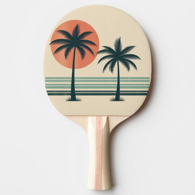 Raquete De Ping Pong Palmeiras tropicais retrô/vintage (Frente)