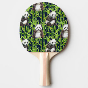 Raquete De Ping Pong Panda Com Padrão De Aquarela De Bambu