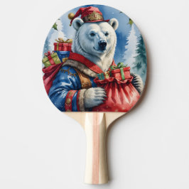 Raquete De Ping Pong Papai noel de Natal para Design de Urso Polar