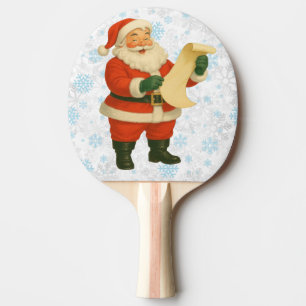 Raquete De Ping Pong Papai Noel vintage/retro alegre e festivo