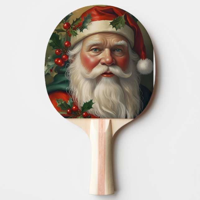 Raquete De Ping Pong Papais noeis com Mistletoe (Frente)