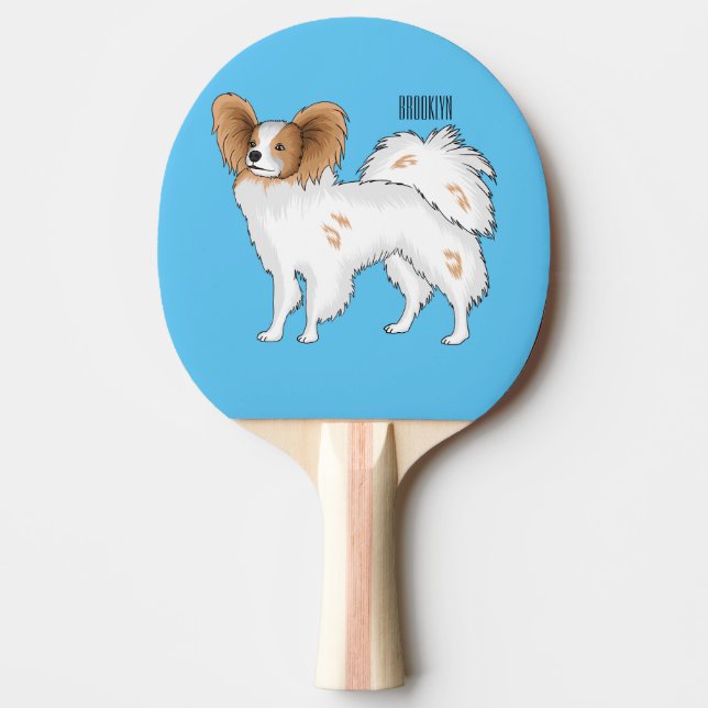 Raquete De Ping Pong Papillon dog cartoon illustration (Frente)
