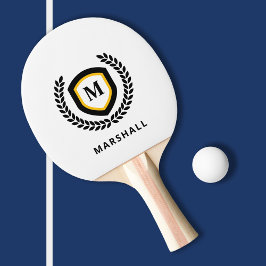 Raquete De Ping Pong Paragem do logotipo Monograma Preto e Dourado
