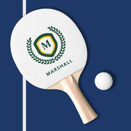 Raquete De Ping Pong Paragem do logotipo Monograma Verde e Dourado