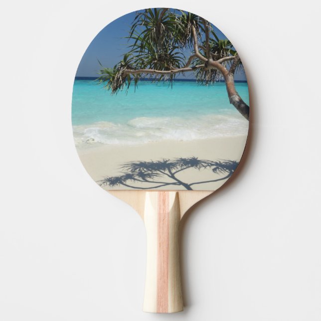 Raquete De Ping Pong Paraíso Sunny Tropical Beach Ocean (Frente)