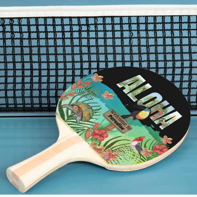 Raquete De Ping Pong Paraíso Tropical de Aloha personalizado (Personalized exotic Aloha Tropical Paradise Ping Pong Paddle)