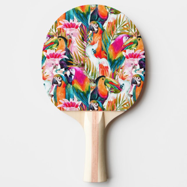 Raquete De Ping Pong Parrots & Palm Folaves (Frente)