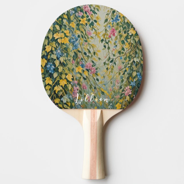 Raquete De Ping Pong Passagem Encantada: Jardim Secreto Pastel (Frente)