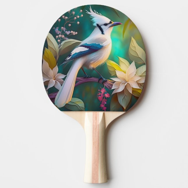 Raquete De Ping Pong Pássaro Branca de Teal Wing Jay Fantasy (Frente)