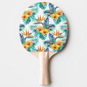 Raquete De Ping Pong Pássaro de paraíso & de teste padrão da orquíd