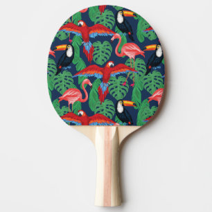 Raquete De Ping Pong Pássaros tropicais em cores brilhantes