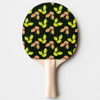 Raquete De Ping Pong Pastel-Neon Ginko Leaves on Black Background