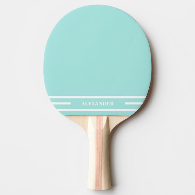 Raquete de Ping Pong Pastel Turquesa e Branco com  (Frente)