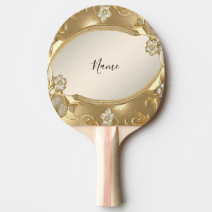 Raquete De Ping Pong Patilha do pino flexível do Ornamentado Dourado