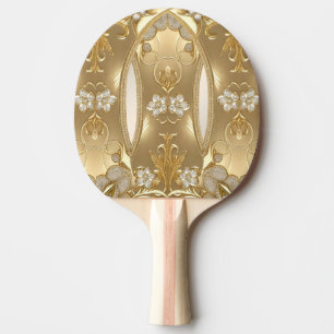 Raquete De Ping Pong Patilha do pino flexível do Ornamentado Dourado