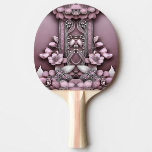 Raquete De Ping Pong Patilha do pino Floral rosa