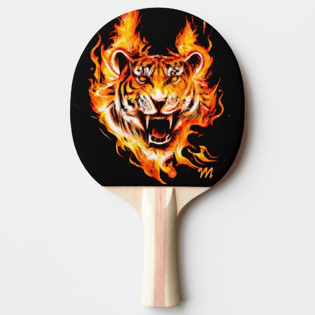 Raquete De Ping Pong Patilho de Pickleball de Monograma Flaming Tiger (Frente)