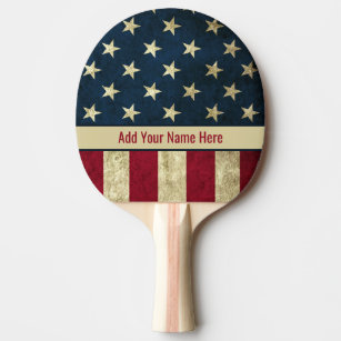 Raquete De Ping Pong Patriótico Personalizado Vintage Americano