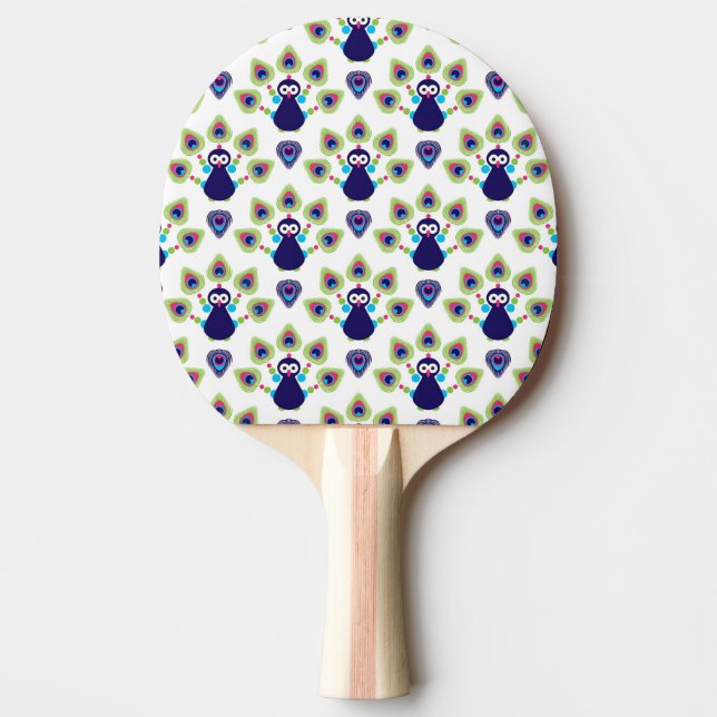Raquete De Ping Pong pavão exótico retro de india (Frente)