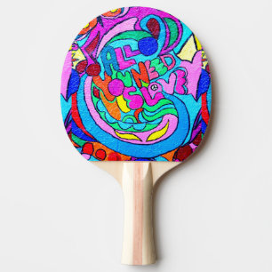 Raquete De Ping Pong paz e amor groovy coloridos