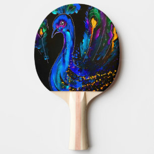 Raquete De Ping Pong Peacock Whimsical Pintado