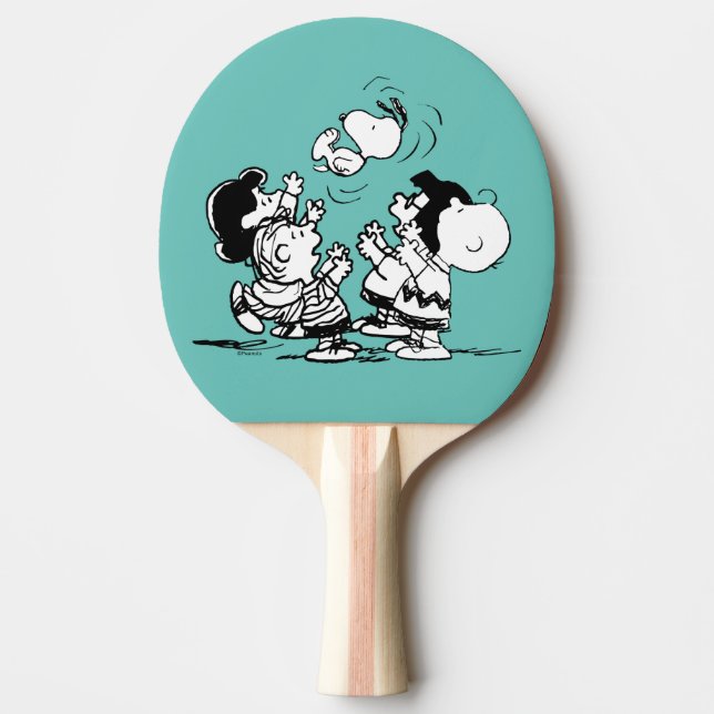 Raquete De Ping Pong Peanuts Gang Levantando Esnoopia (Frente)