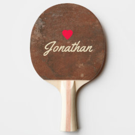 Raquete De Ping Pong Pedra de Areia Marrom Coração Vintage Assinatura