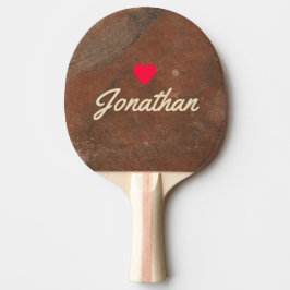 Raquete De Ping Pong Pedra de Areia Marrom Coração Vintage Assinatura