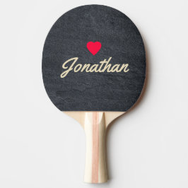 Raquete De Ping Pong Pedra de Granito Escuro Assinatura de Coração Vint
