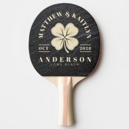Raquete De Ping Pong Pedra de Granito Preto Crista de Casamento Trevo I