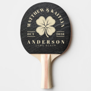 Raquete De Ping Pong Pedra de Granito Preto Crista de Casamento Trevo I