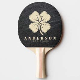 Raquete De Ping Pong Pedra de Granito Preto Trevo de Quatro Folhas com
