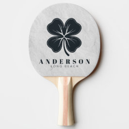 Raquete De Ping Pong Pedra de Mármore Branco Trevo de Quatro Folhas com