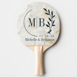 Raquete De Ping Pong Pedra de Mármore Calacatta Gold Folha de Casamento