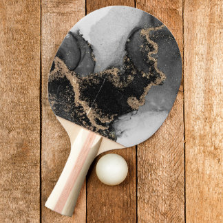 Raquete De Ping Pong Pedra de Mármore Prata e Ouro