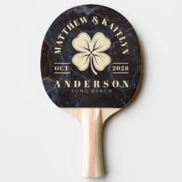 Raquete De Ping Pong Pedra Escura Modesta Crista de Casamento do Trevo