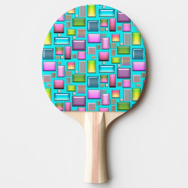 Raquete De Ping Pong Pedras preciosos e mãe de pérolas (Frente)
