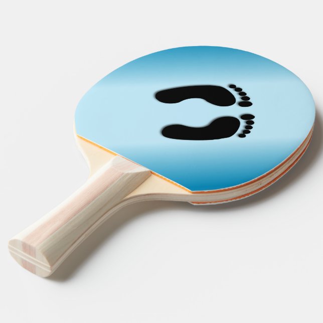 Raquete De Ping Pong Pegadas Azuis Descalças (Verso inclinado)