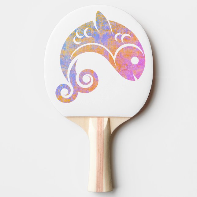 Raquete De Ping Pong peixe arco-íris (Frente)
