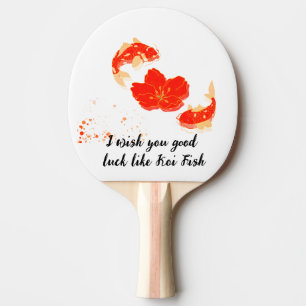 Raquete De Ping Pong Peixes Koi Elegantes e Arte de Flor Vermelha   Est