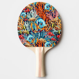 Raquete De Ping Pong Peixes Tropicais Vibrações Coloridas de Verão