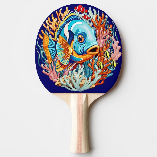 Raquete De Ping Pong Peixes Tropicais Vibrações Coloridas de Verão (Frente)