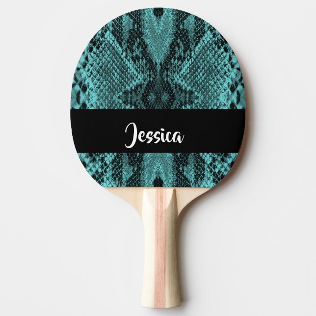 Raquete De Ping Pong Pele de cobra azul texturizada (Frente)