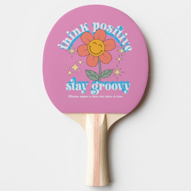 Raquete De Ping Pong Pense no Slogan Positivo de Manutenção (Frente)