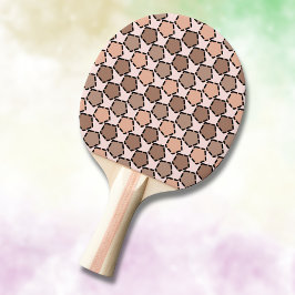 Raquete De Ping Pong Pentágonos Marrons Simétricos com Bordas Tracejada