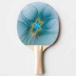 Raquete De Ping Pong Pequena Bela Moderna Flor de Arte Fractal Azul Dou