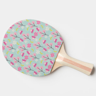 Raquete De Ping Pong Pernalas e Flores Rosa