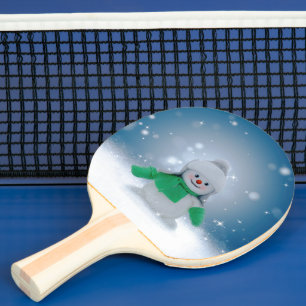 Raquete De Ping Pong Personagem de boneco de neve de Natal adorável do