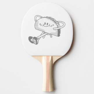 Raquete De Ping Pong Personagem Mascote de Taco Verde Fofo Caminhando